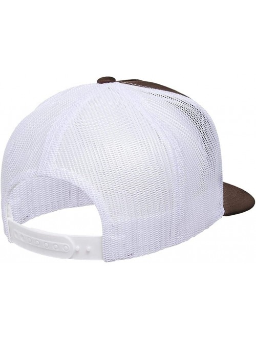 Baseball Caps Yupoong 6006 Flatbill Trucker Mesh Snapback Hat with NoSweat Hat Liner - Brown/White - C618O8EWDIG $16.89