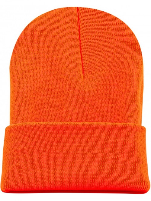 Skullies & Beanies 1300 Winter Unisex Plain Ski Beanie Knit Skull Hat - Orange - CY1272PCDQL $14.35