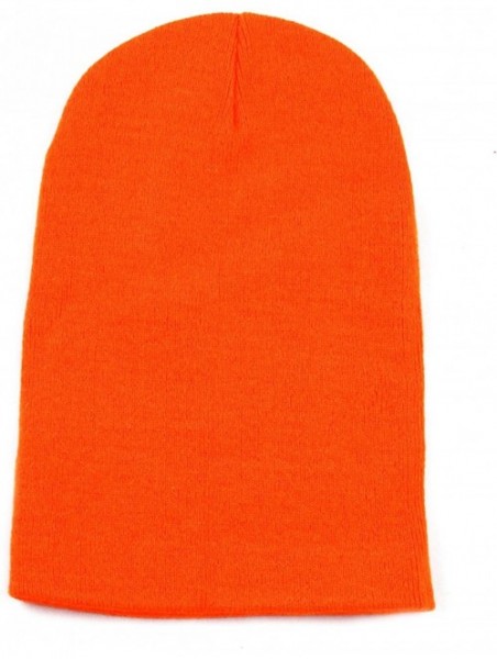 Skullies & Beanies 1300 Winter Unisex Plain Ski Beanie Knit Skull Hat - Orange - CY1272PCDQL $14.35