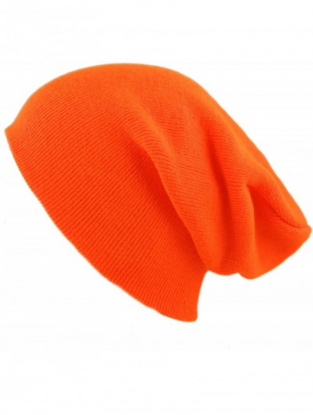 Skullies & Beanies 1300 Winter Unisex Plain Ski Beanie Knit Skull Hat - Orange - CY1272PCDQL $14.35