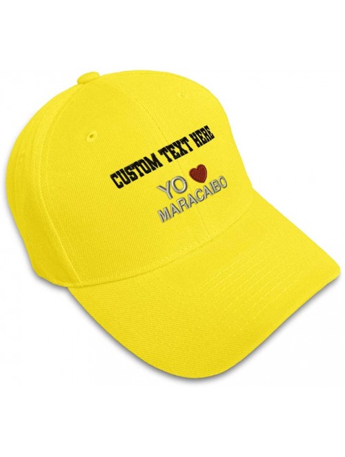 Baseball Caps Custom Baseball Cap Yo Amo Maracaibo Spanish Embroidery Dad Hats for Men & Women - Yellow - CP18ANLK8CH $25.11