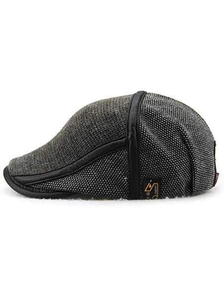 Newsboy Caps Men's Knitted Wool Duckbill Hat Warm Newsboy Golf Flat Scally Cap Baker Driving Cap - Gray - C118IGWCK3O $18.55