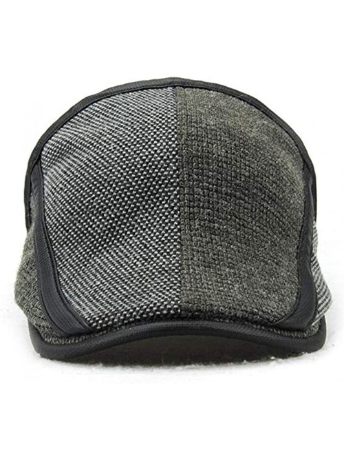 Newsboy Caps Men's Knitted Wool Duckbill Hat Warm Newsboy Golf Flat Scally Cap Baker Driving Cap - Gray - C118IGWCK3O $18.55