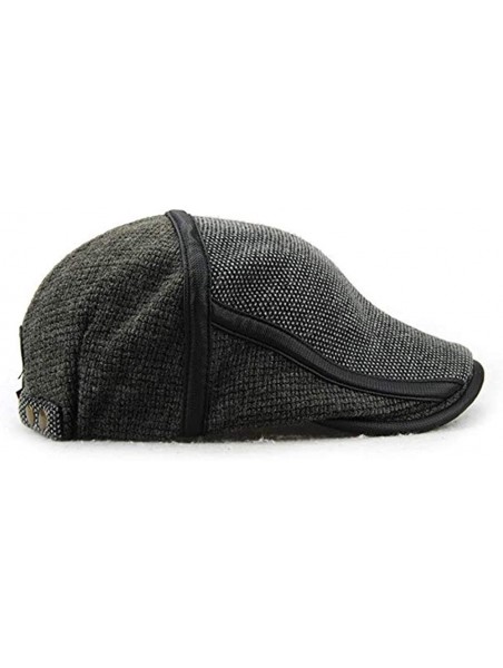 Newsboy Caps Men's Knitted Wool Duckbill Hat Warm Newsboy Golf Flat Scally Cap Baker Driving Cap - Gray - C118IGWCK3O $18.55