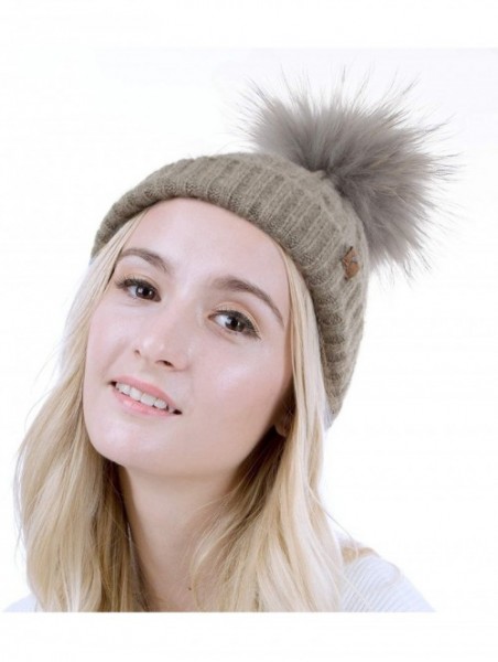 Skullies & Beanies Cute Beanie Hats for Womens Pom Pom Hat Knit Hat Thermal Ski Hat - Grey - CP18TL7RQ4Y $11.08