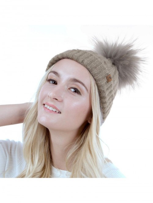 Skullies & Beanies Cute Beanie Hats for Womens Pom Pom Hat Knit Hat Thermal Ski Hat - Grey - CP18TL7RQ4Y $11.08