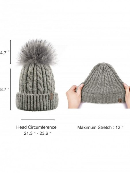 Skullies & Beanies Cute Beanie Hats for Womens Pom Pom Hat Knit Hat Thermal Ski Hat - Grey - CP18TL7RQ4Y $11.08