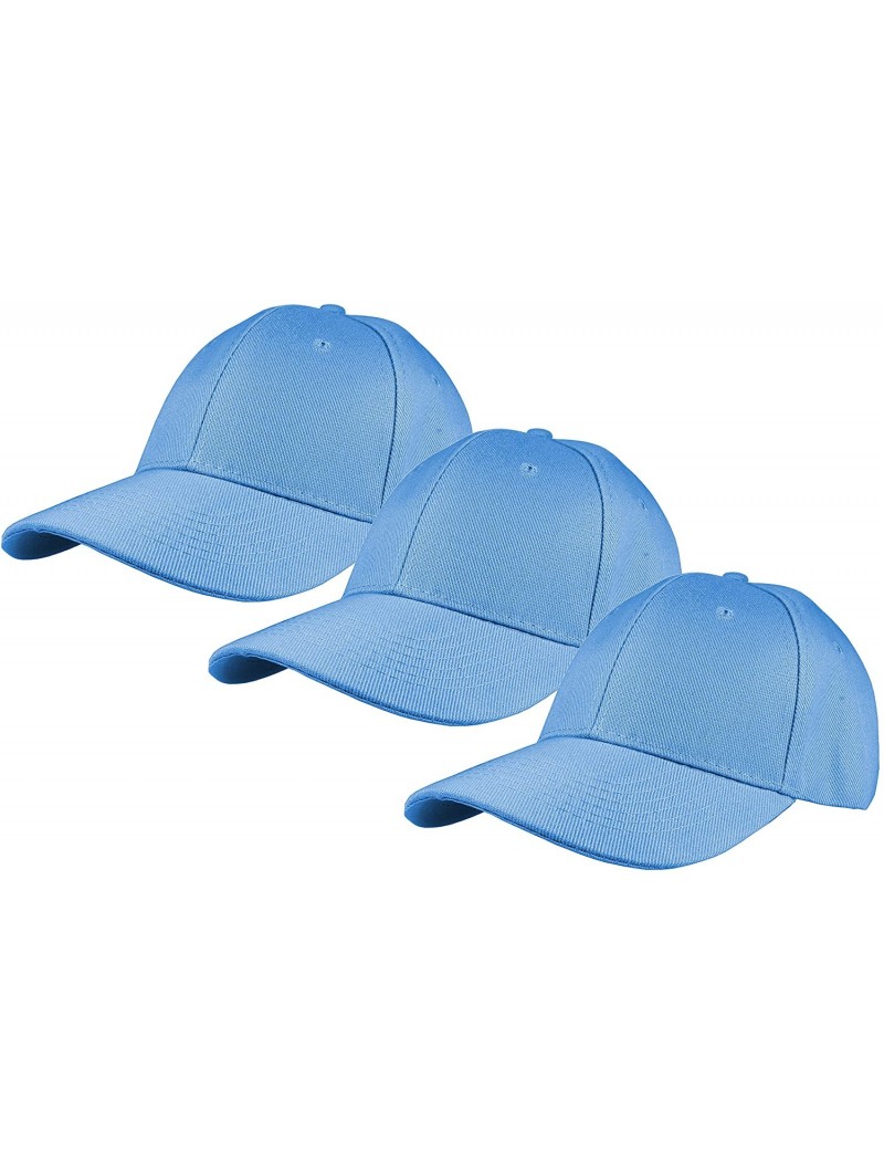 Baseball Caps Plain Baseball Cap Adjustable Back Strap 3 PC - Sky Blue - CE18C5M62WX $14.43