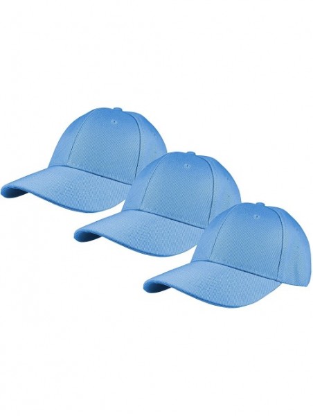 Baseball Caps Plain Baseball Cap Adjustable Back Strap 3 PC - Sky Blue - CE18C5M62WX $14.43