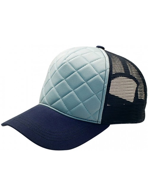 Baseball Caps Men's Argyle Pattern Fashion Quilted Mesh Trucker Adjustable Cap - Blue - C611XD86H2D $11.45