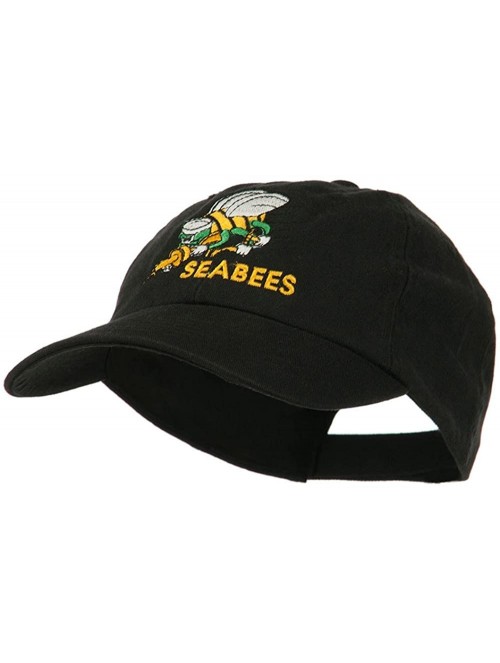 Baseball Caps Navy Seabees Symbol Embroidered Low Profile Washed Cap - Black - CC11NY37UXR $32.13