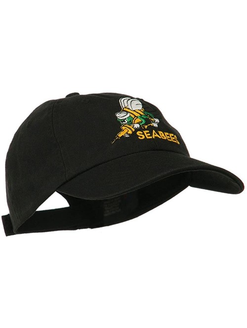 Baseball Caps Navy Seabees Symbol Embroidered Low Profile Washed Cap - Black - CC11NY37UXR $32.13