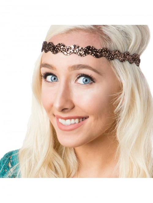 Headbands Women's Adjustable NO Slip Wave Bling Glitter Headband - Black & Brown - C0124WEGKO1 $14.50