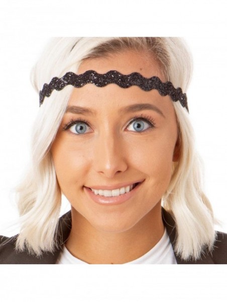 Headbands Women's Adjustable NO Slip Wave Bling Glitter Headband - Black & Brown - C0124WEGKO1 $14.50