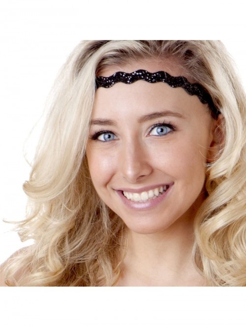 Headbands Women's Adjustable NO Slip Wave Bling Glitter Headband - Black & Brown - C0124WEGKO1 $14.50