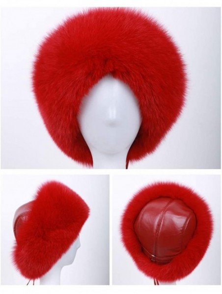 Cold Weather Headbands Women's Winter Warm Fox Fur Hat Cossack Russian Style Hat Caps with Stretch - Red - CB18M6KDL3Q $56.93