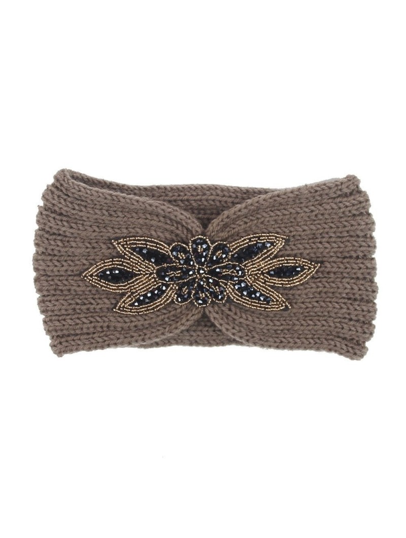 Cold Weather Headbands Women's Stylish Bohemian Hexagon Winter Warm Knitted Headband Hair Accessories (Khaki) - Khaki - CX18M...