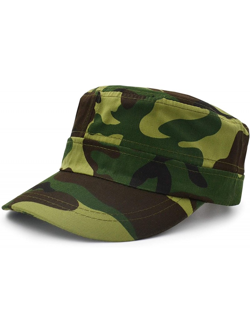 Baseball Caps Flat Top Baseball Cap- Men Women Cotton Baseball Twill Army Millitary Hat Cap - Green - CQ18CI2T4M2 $15.02