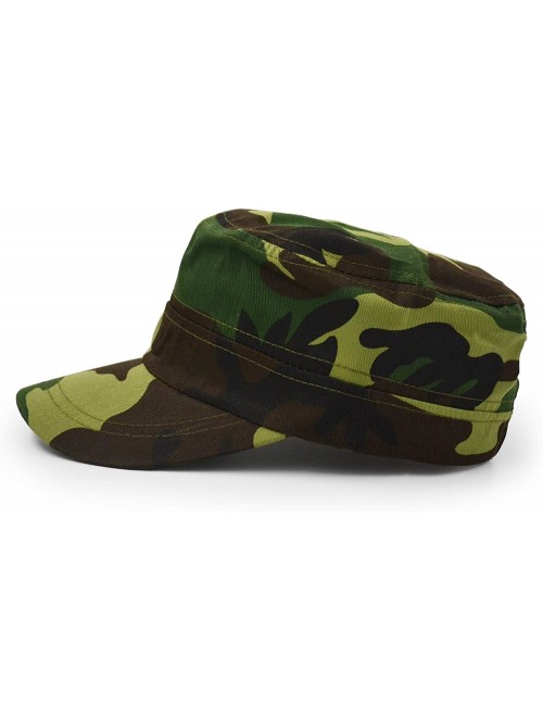 Baseball Caps Flat Top Baseball Cap- Men Women Cotton Baseball Twill Army Millitary Hat Cap - Green - CQ18CI2T4M2 $15.02