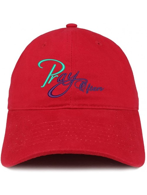 Baseball Caps Pray Often Embroidered Low Profile Brushed Cotton Cap - Red - CN188TKUI4T $20.17