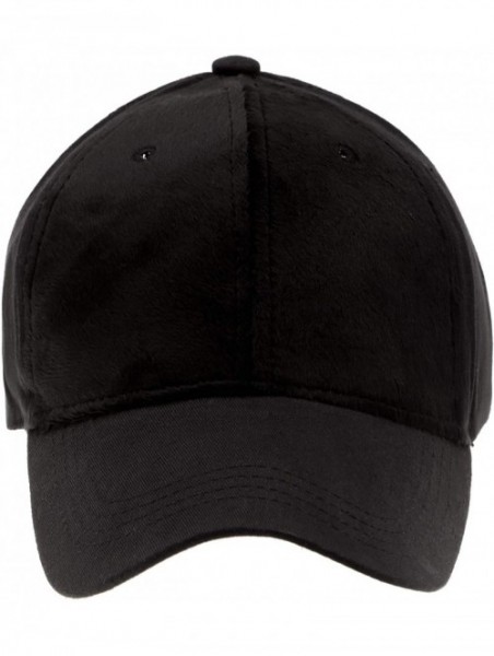 Sun Hats Classic Faux Leather Suede Adjustable Plain Baseball Cap - 3 Black Front Suede Only - CI12N5S1H2Y $11.45