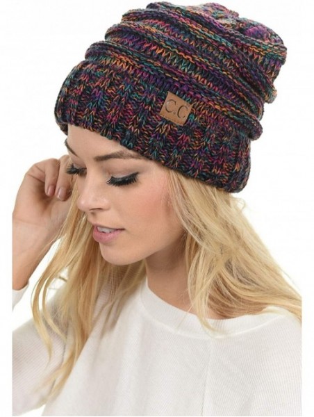 Skullies & Beanies Oversized Slouchy Beanie Bundled with Matching Infinity Scarf - 4 Tone Mix - Black- Purple- Orange- Teal -...