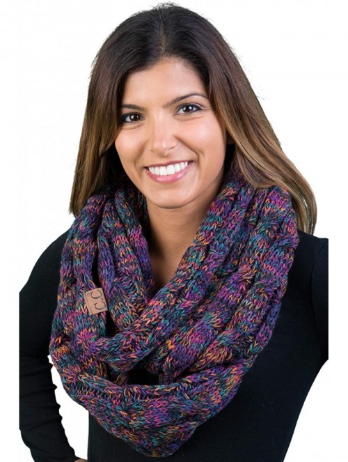 Skullies & Beanies Oversized Slouchy Beanie Bundled with Matching Infinity Scarf - 4 Tone Mix - Black- Purple- Orange- Teal -...