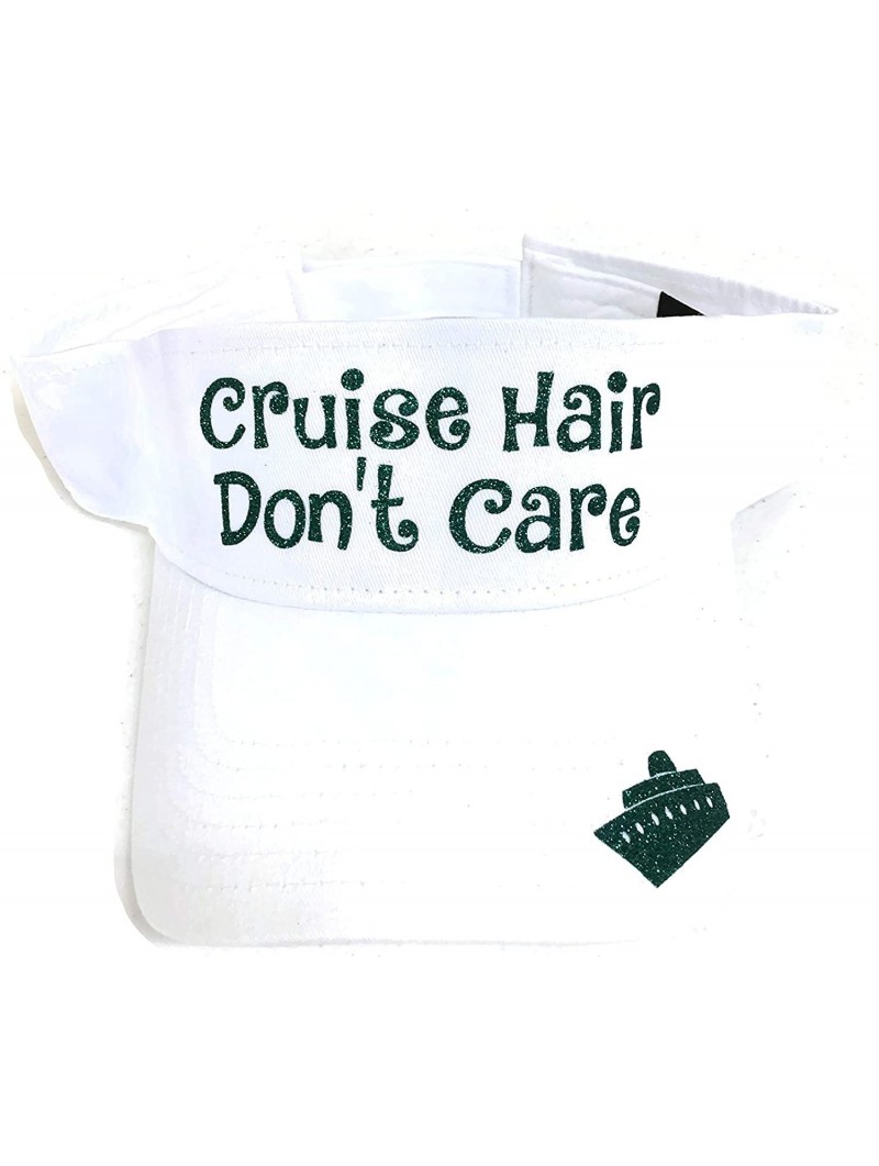 Sun Hats Green Glitter Cruise Hair Don't Care Sun Visor Fashion Ship - CF189WEC924 $27.67