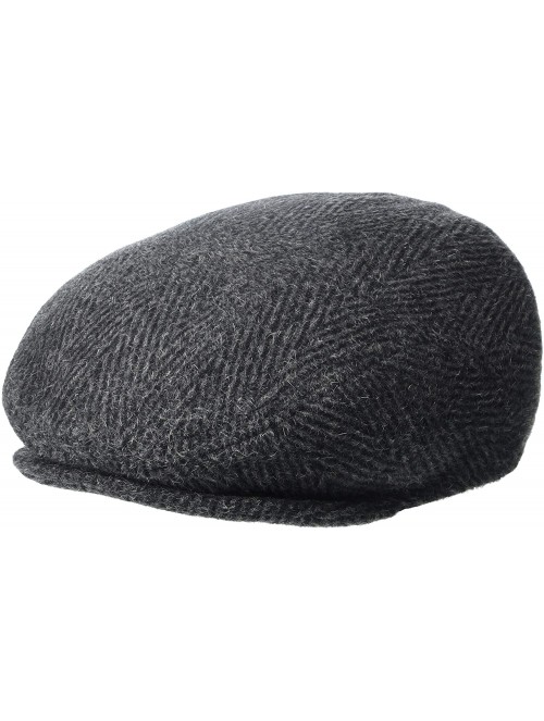 Newsboy Caps Mohair/Wool Blend Herringbone Ivy Cap with Quilted Lining - Black - CM11B6UB62L $40.92