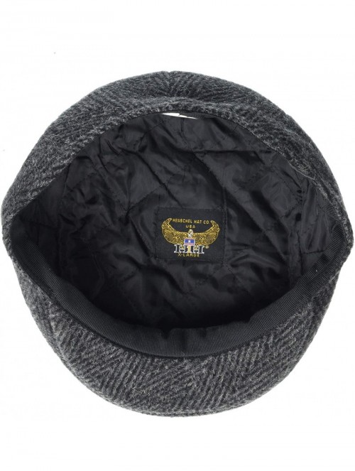 Newsboy Caps Mohair/Wool Blend Herringbone Ivy Cap with Quilted Lining - Black - CM11B6UB62L $40.92