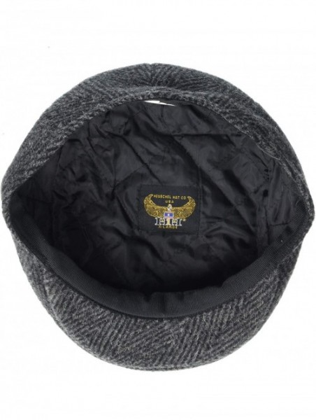 Newsboy Caps Mohair/Wool Blend Herringbone Ivy Cap with Quilted Lining - Black - CM11B6UB62L $40.92