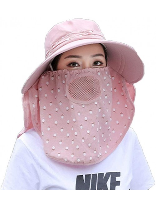 Sun Hats Women's UPF+50 Sun Visor Detachable Flap Hat Foldable Wide Brimmed UV Protection Hat - Pink - C418RR3DLG4 $23.02