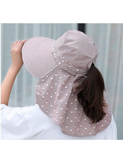 Sun Hats Women's UPF+50 Sun Visor Detachable Flap Hat Foldable Wide Brimmed UV Protection Hat - Pink - C418RR3DLG4 $23.02