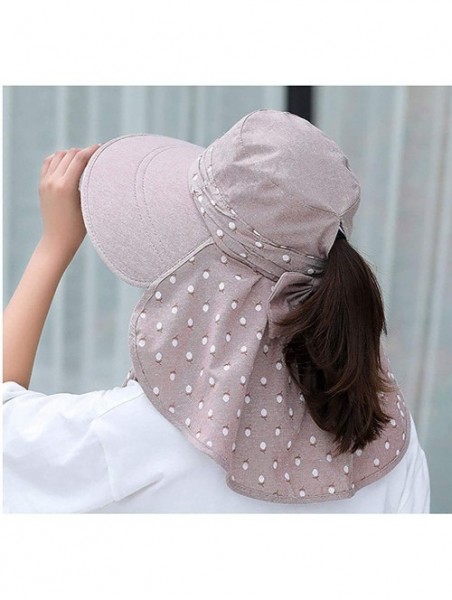 Sun Hats Women's UPF+50 Sun Visor Detachable Flap Hat Foldable Wide Brimmed UV Protection Hat - Pink - C418RR3DLG4 $23.02