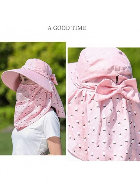 Sun Hats Women's UPF+50 Sun Visor Detachable Flap Hat Foldable Wide Brimmed UV Protection Hat - Pink - C418RR3DLG4 $23.02