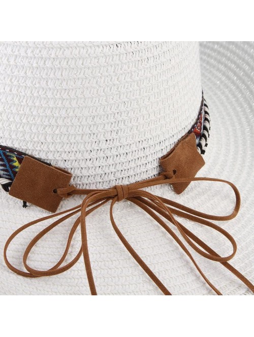 Cowboy Hats Cowboy Hat Western Style Cowboy Straw Hat Shapesble Brim Band & Pendant Decor - White - C818D63KD9N $11.12