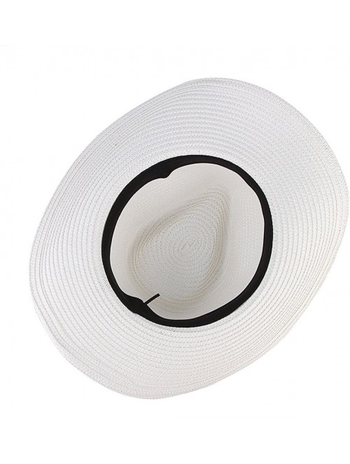 Cowboy Hats Cowboy Hat Western Style Cowboy Straw Hat Shapesble Brim Band & Pendant Decor - White - C818D63KD9N $11.12