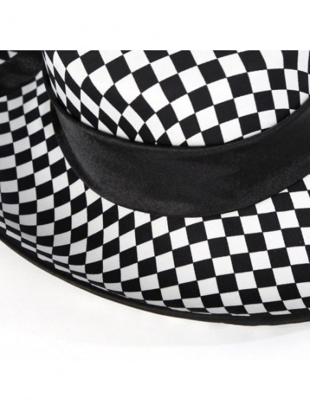 Bucket Hats Ladies Satin Dress Hat Women Church Hat Formal Derby Hats Wide Brim Pattern - Black White Color - CP18DQMLKUT $48.05