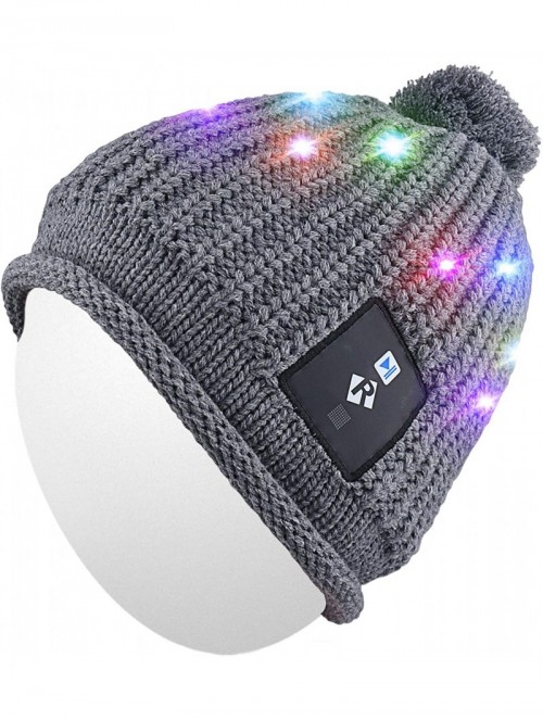 Skullies & Beanies Light Up Beanie Hat Stylish Unisex LED Knit Cap for Indoor and Outdoor - Lb007-gray - CC186LLZYT0 $36.37