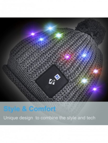 Skullies & Beanies Light Up Beanie Hat Stylish Unisex LED Knit Cap for Indoor and Outdoor - Lb007-gray - CC186LLZYT0 $36.37