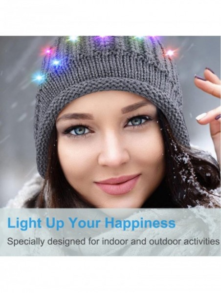 Skullies & Beanies Light Up Beanie Hat Stylish Unisex LED Knit Cap for Indoor and Outdoor - Lb007-gray - CC186LLZYT0 $36.37