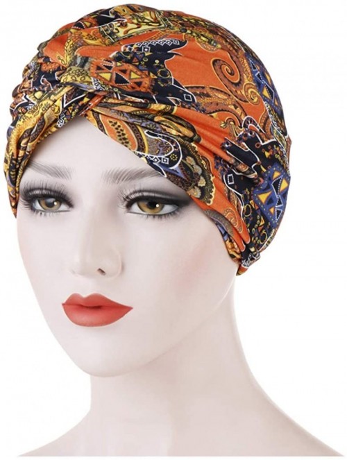 Skullies & Beanies Women's African Flower Pattern Shower Cap Boho Style Bath Hat Wide Band Sleep Headwear Bonnets for Women/G...