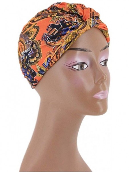 Skullies & Beanies Women's African Flower Pattern Shower Cap Boho Style Bath Hat Wide Band Sleep Headwear Bonnets for Women/G...