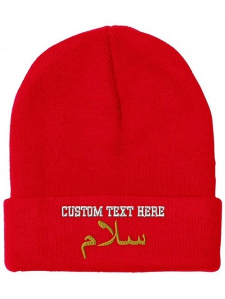 Skullies & Beanies Custom Beanie for Men & Women Peace Salam Arabic A Embroidery Skull Cap Hat - Red - CV18ZWQCQ7G $18.25