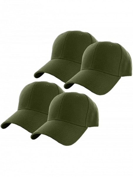 Baseball Caps Plain Adjustable Baseball Cap Classic Adjustable Hat Men Women Unisex Ballcap 6 Panels - Army Green/Pack 4 - CR...