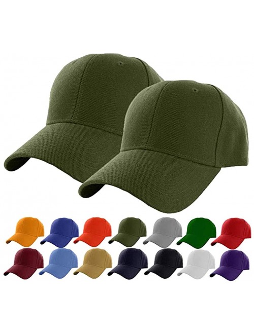 Baseball Caps Plain Adjustable Baseball Cap Classic Adjustable Hat Men Women Unisex Ballcap 6 Panels - Army Green/Pack 4 - CR...