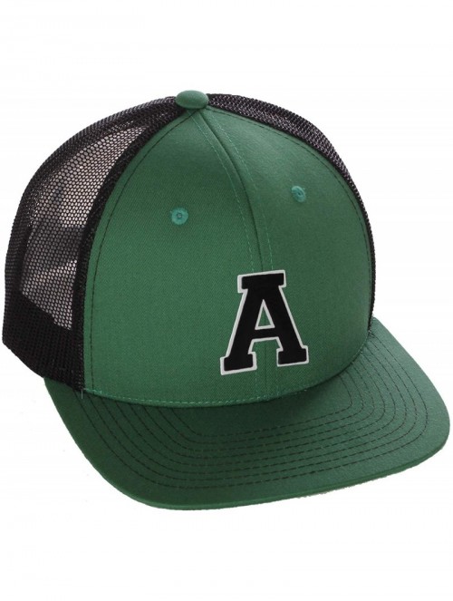 Baseball Caps Structured Trucker Mesh Hat Custom Colors Letter A Initial Baseball Mid Profile - Green Black White Black - CR1...