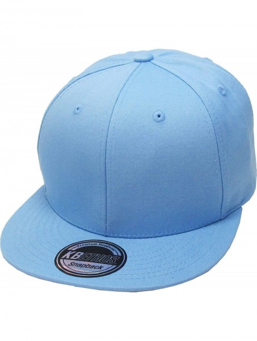 Baseball Caps Classic Snapback Hat Blank Cap - Cotton & Wool Blend Flat Visor - (4.4) Sky Blue - CU11YMPG703 $13.40