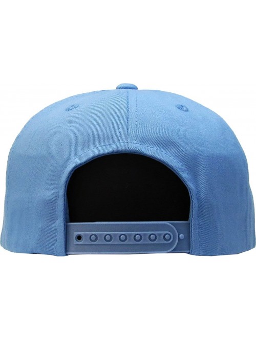 Baseball Caps Classic Snapback Hat Blank Cap - Cotton & Wool Blend Flat Visor - (4.4) Sky Blue - CU11YMPG703 $13.40