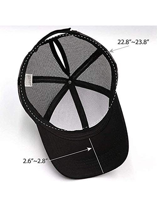 Baseball Caps High Ponytail Baseball Hats for Women-Sun Messy High Bun Hat Adjustable and Mesh Trucker Baseball Cap - CL18RDM...